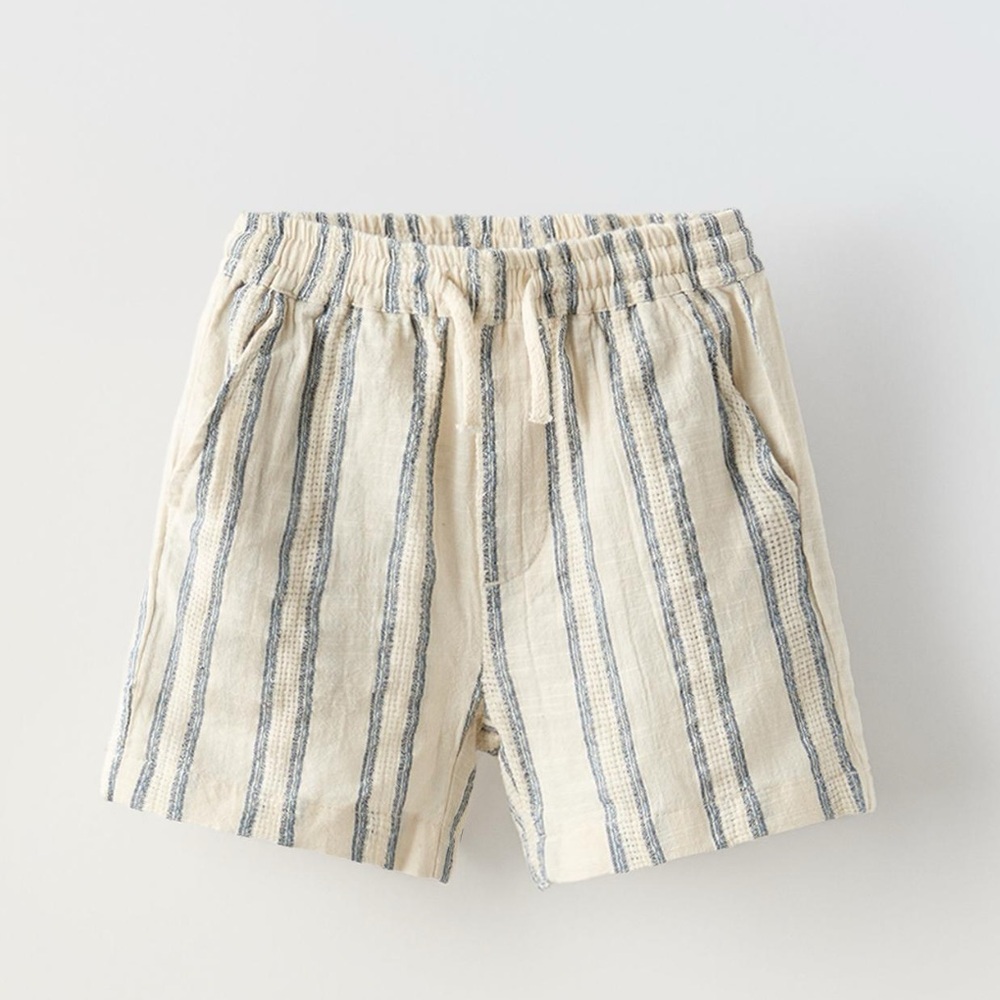 Zara Kids Blue and Cream Striped Shorts